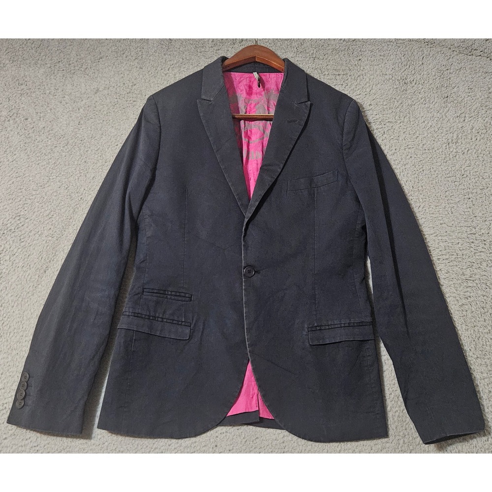 Patrizia Pepe Firenze Women Navy Blue Lined Blazer Jacket Made In Italy Size 50